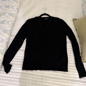Minnie Rose Charcoal Cable Knit Sweater
